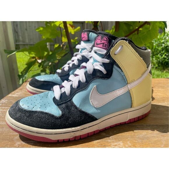 Nike Dunk High 6.0 Yellow Blue Casual Shoes Sneakers Women's Size 8 - Picture 3 of 11